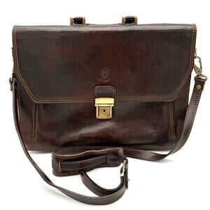 Firenze Italian Full Leather Laptop Executive Briefcase Crossbody Handle Luxury